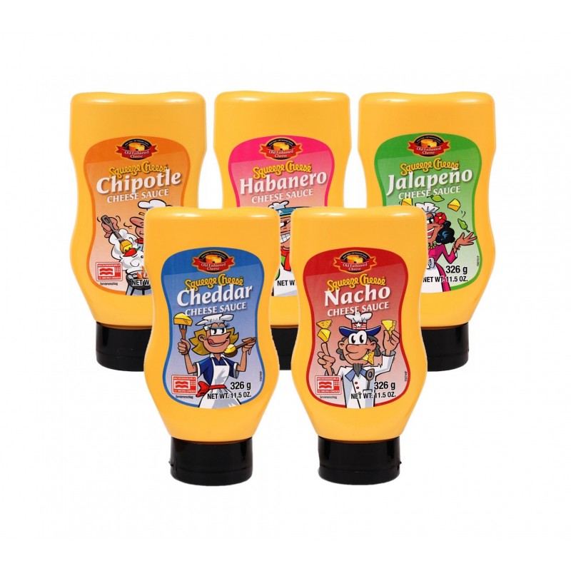 Pack de 5 sauces "Squeeze Cheese" 326g  53727 Sauces Hot-Dog