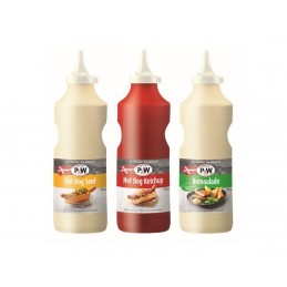 Pack de 3 sauces danoises "P&W" 900g - total de 2700g  53656 Sauces Hot-Dog