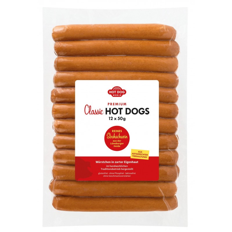 12 Saucisses Hot Dogs 50g ("cochon de paille")  51032 Saucisses Hot Dog