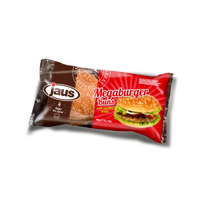 Pains à Burger Mega "JAUS" 168 x 75 g, prédécoupés (Livraison incluse)  52320 Pains Hot Dogs (Buns)