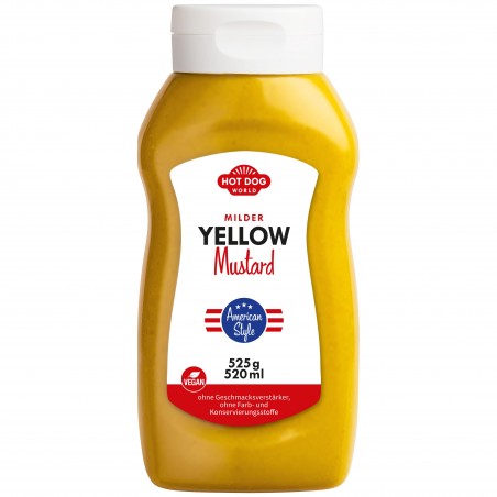 Moutarde sucrée Hot Dog World "American Style" 525g, pour Hot Dogs