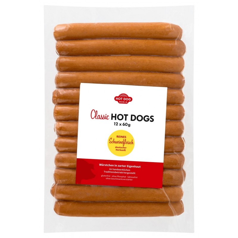 Pack Hot Dogs "Classic" 144 Saucisses 60g (porc) et pains 16 cm  61244 Packs Hot Dogs