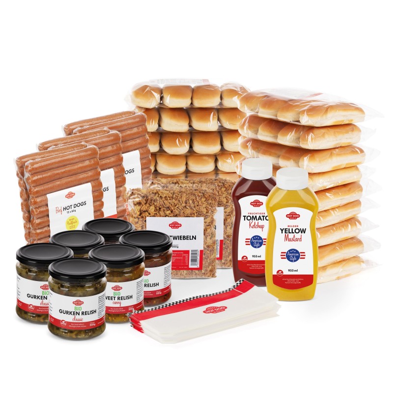 Pack Hot Dogs "Mega Mix" 60 - boeuf, volaille (halal), végane  50238 Packs Hot Dogs