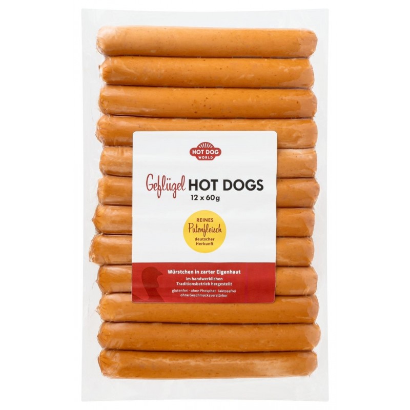 Saucisses Hot Dogs volaille Halal12 x 60g  51415 Saucisses Hot Dogs