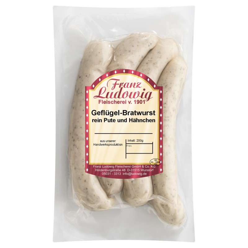Saucisses blanches à la volaille (Bratwurst) 4 x 50g - Nouveauté  56004 Saucisses Hot Dogs