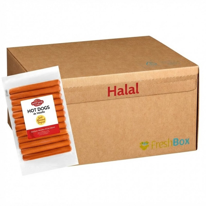 Saucisses Hot Dogs volaille (Halal) 144 x 60g  21413FR Saucisses Hot Dogs