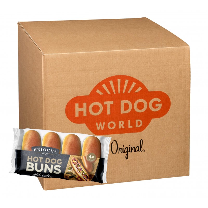 Pains à Hot Dogs brioché (Buns) 16 cm prédécoupés 144 x 62,5g (livraison gratuite)  52444 Pains Hot Dogs (Buns)