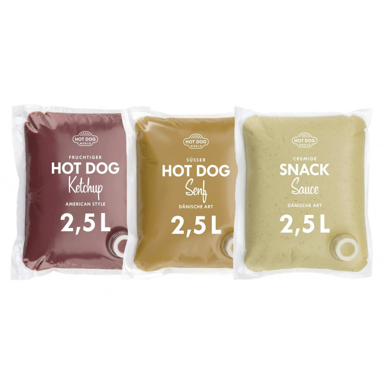 Pack sauces assorties Hot Dog 3x2,5L | HOT DOG WORLD