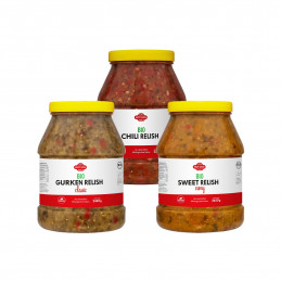 Mix Karton Bio Relish 3 saveurs 7,76 kg | HOT DOG WORLD