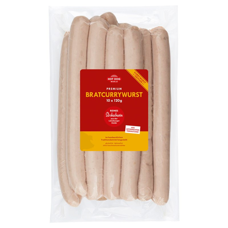 BratCurrywurst Strohschwein 10x120g | HOT DOG WORLD