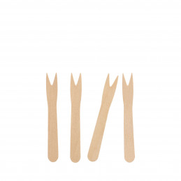 Fourchette à frites bois 8,5 cm - 1000 pcs | HOT DOG WORLD