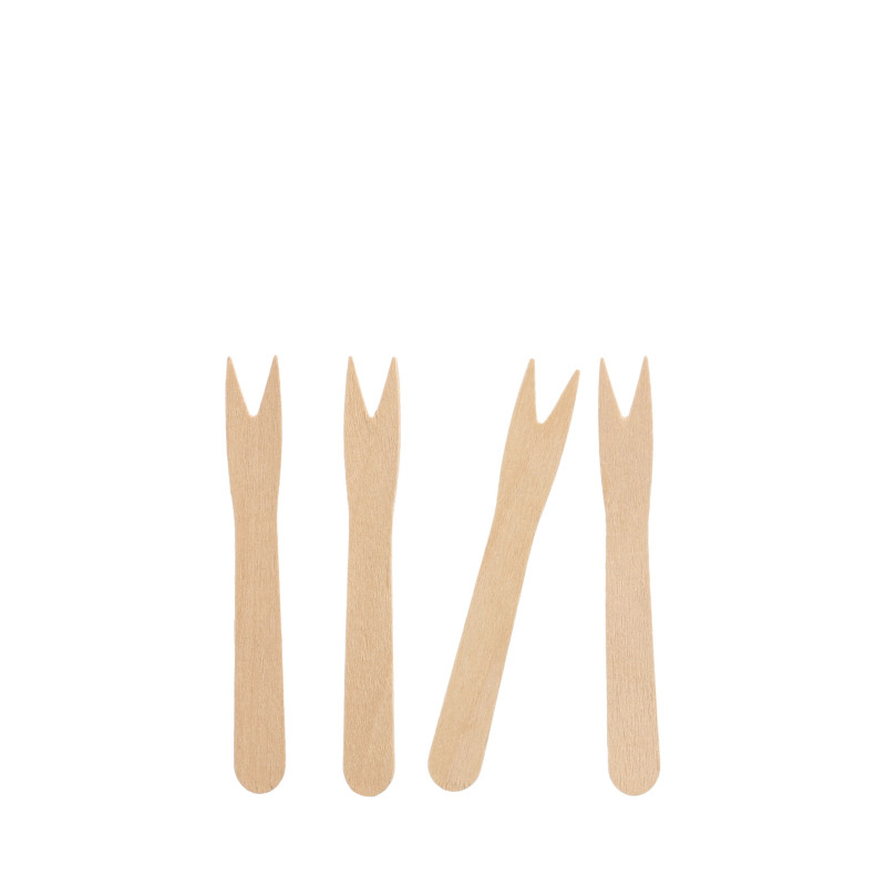 Fourchette à frites bois 8,5 cm - 1000 pcs | HOT DOG WORLD