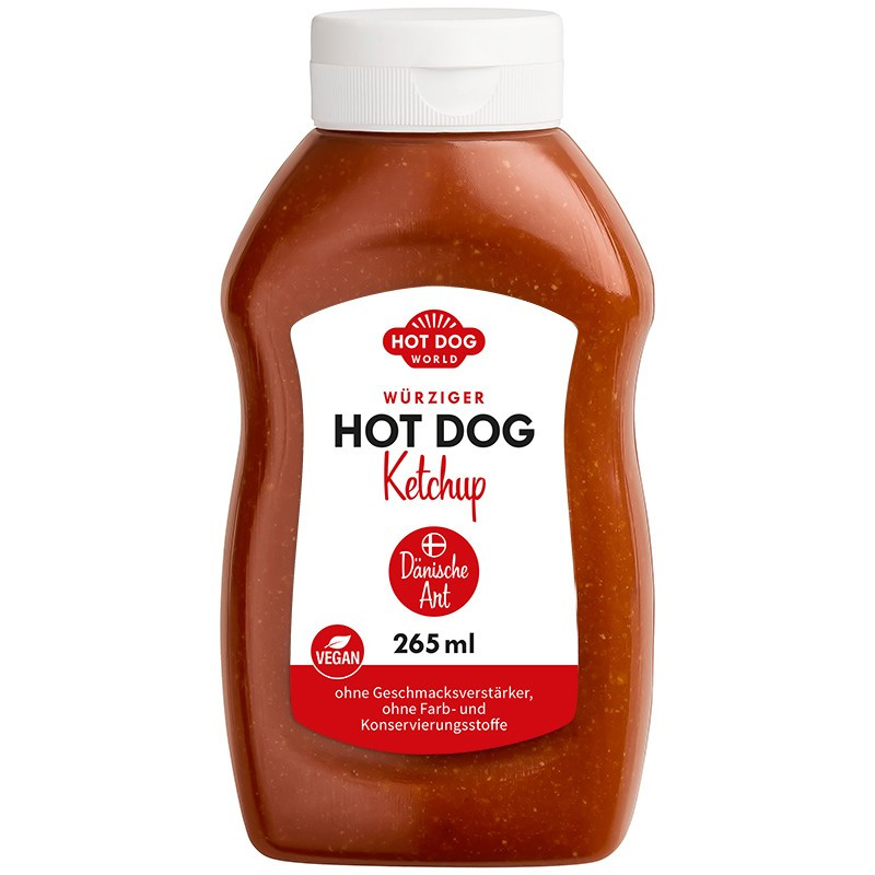 Ketchup à hot dog danois 265, 520 et 955 ml | HOT DOG WORLD