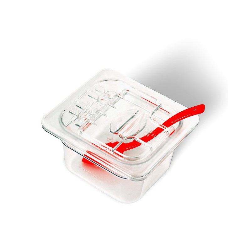 Couvercle à clapet en polycarbonate avec ouverture (pour cuillère)  82261 Récipients