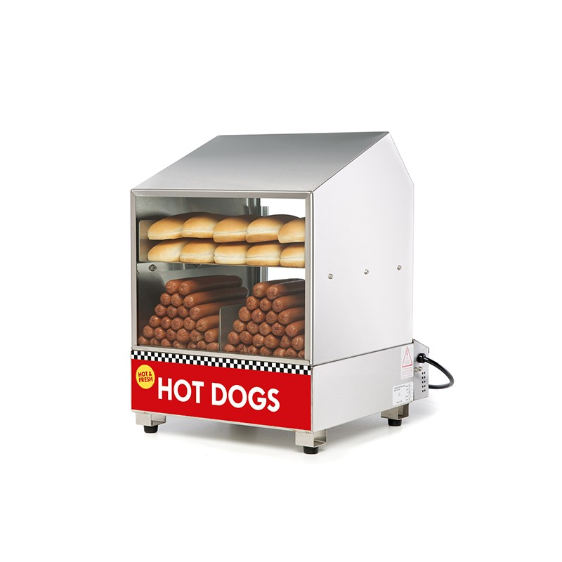 Cuiseur à Hot Dogs Professionnel Royal Catering - 100 Saucisses + 25 Pains - 1000W - Inox