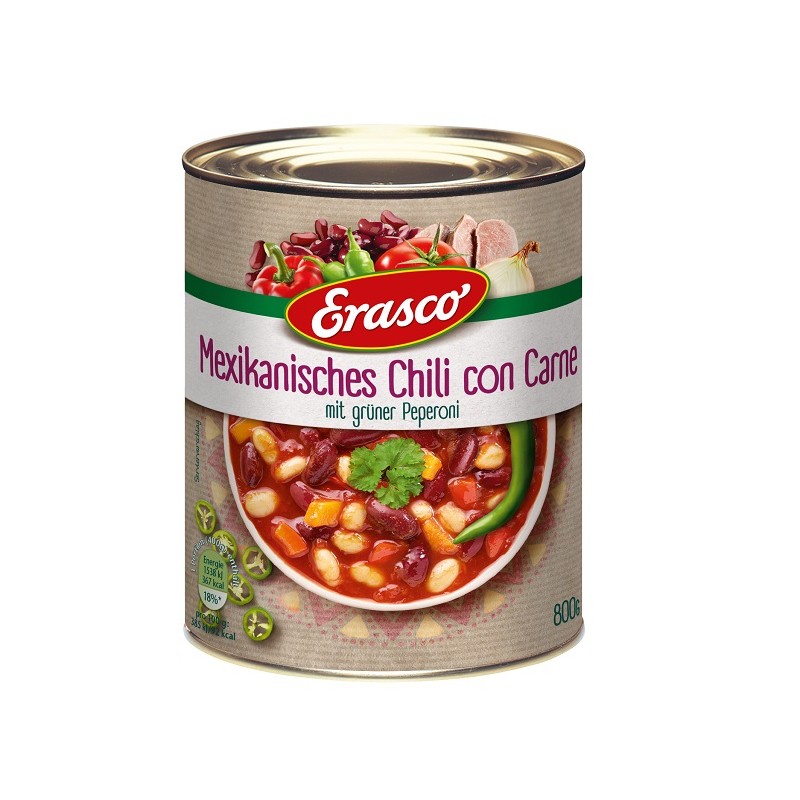 Chili con Carne 800 g Mexicain ERASCO  53342 Garniture pour Hot-Dog