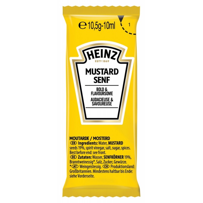 Moutarde en pochons HEINZ 100 x 10 ml (petit format)  76007277 Sauces Hot-Dog