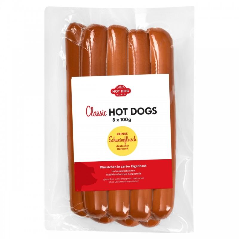 88 Hot Dogs "Classic" (porc) grand format "Jumbo" de 100 g - Classic Jumbo  21043FR Saucisses Hot Dogs